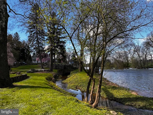 a view of swimming pool with trees in the background