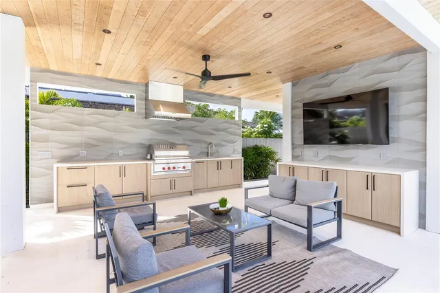 a outdoor living space with furniture