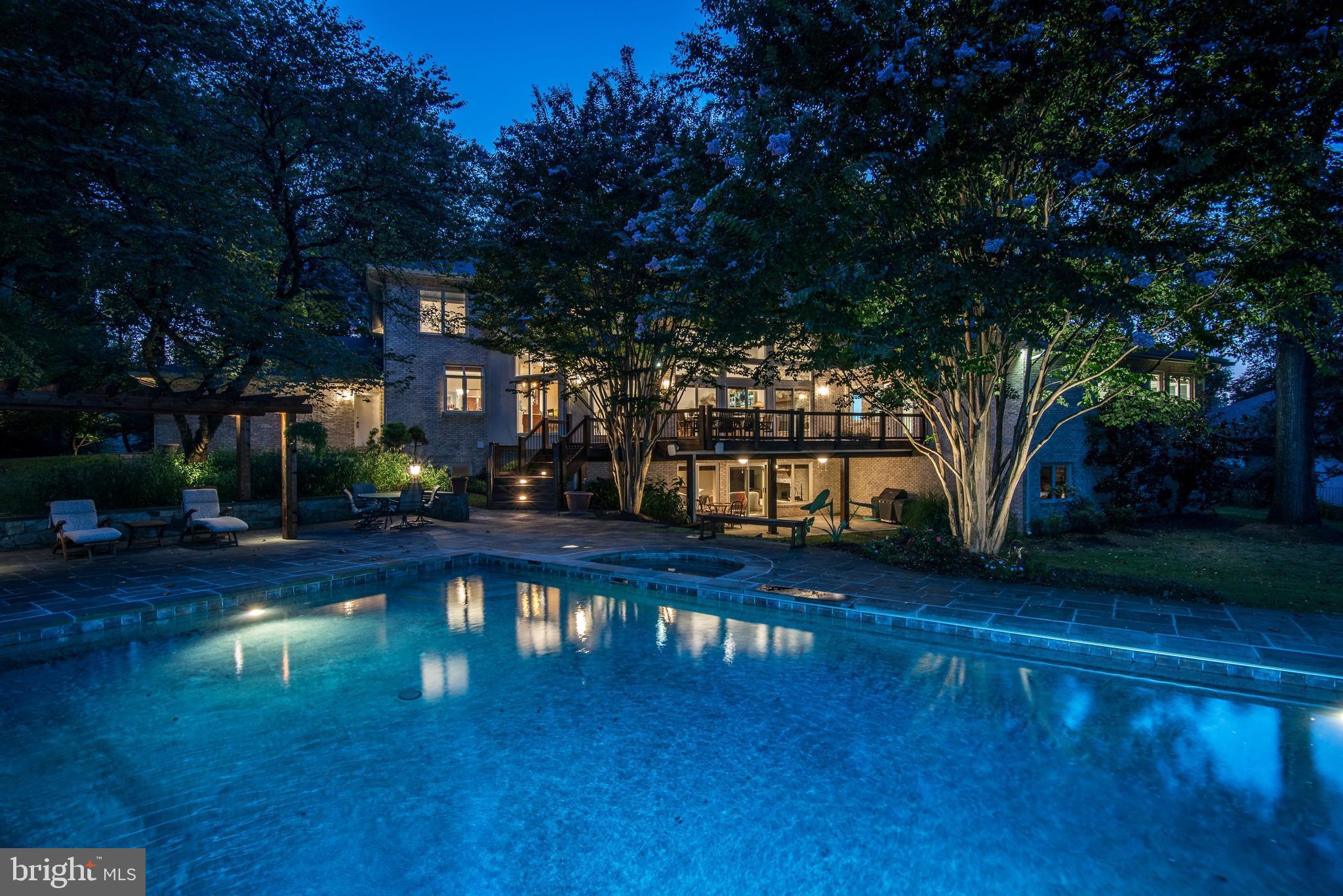 9129 Persimmon Tree Road Potomac, MD 20854 - Photo 4 of 51 Rear Grounds at Twilight