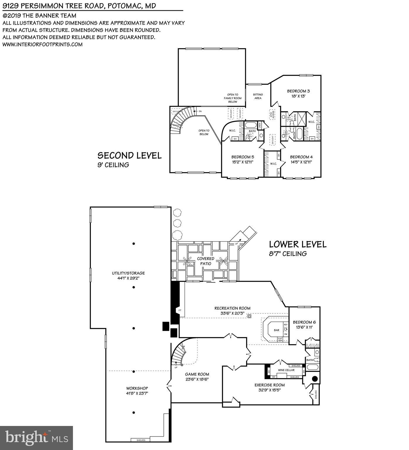 9129 Persimmon Tree Road Potomac, MD 20854 - Photo 51 of 51 Upper and Lower Level Floor Plan