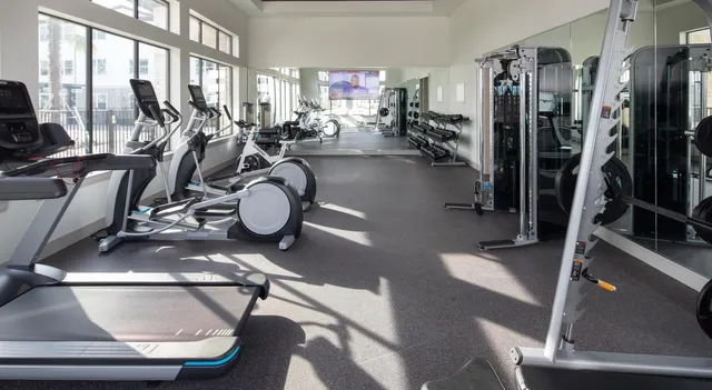 a view of a room with gym equipment