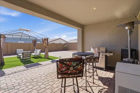 a view of a dinning room with furniture
