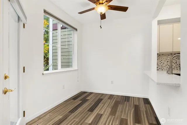 an empty room with windows