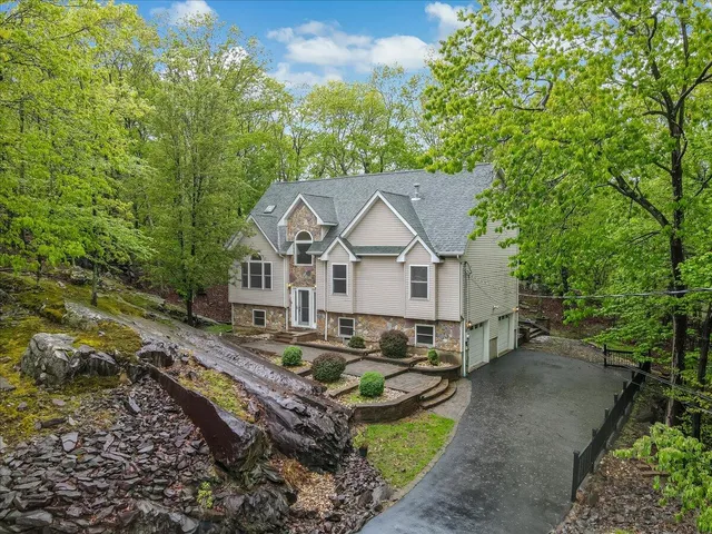 a view of a house with a garage