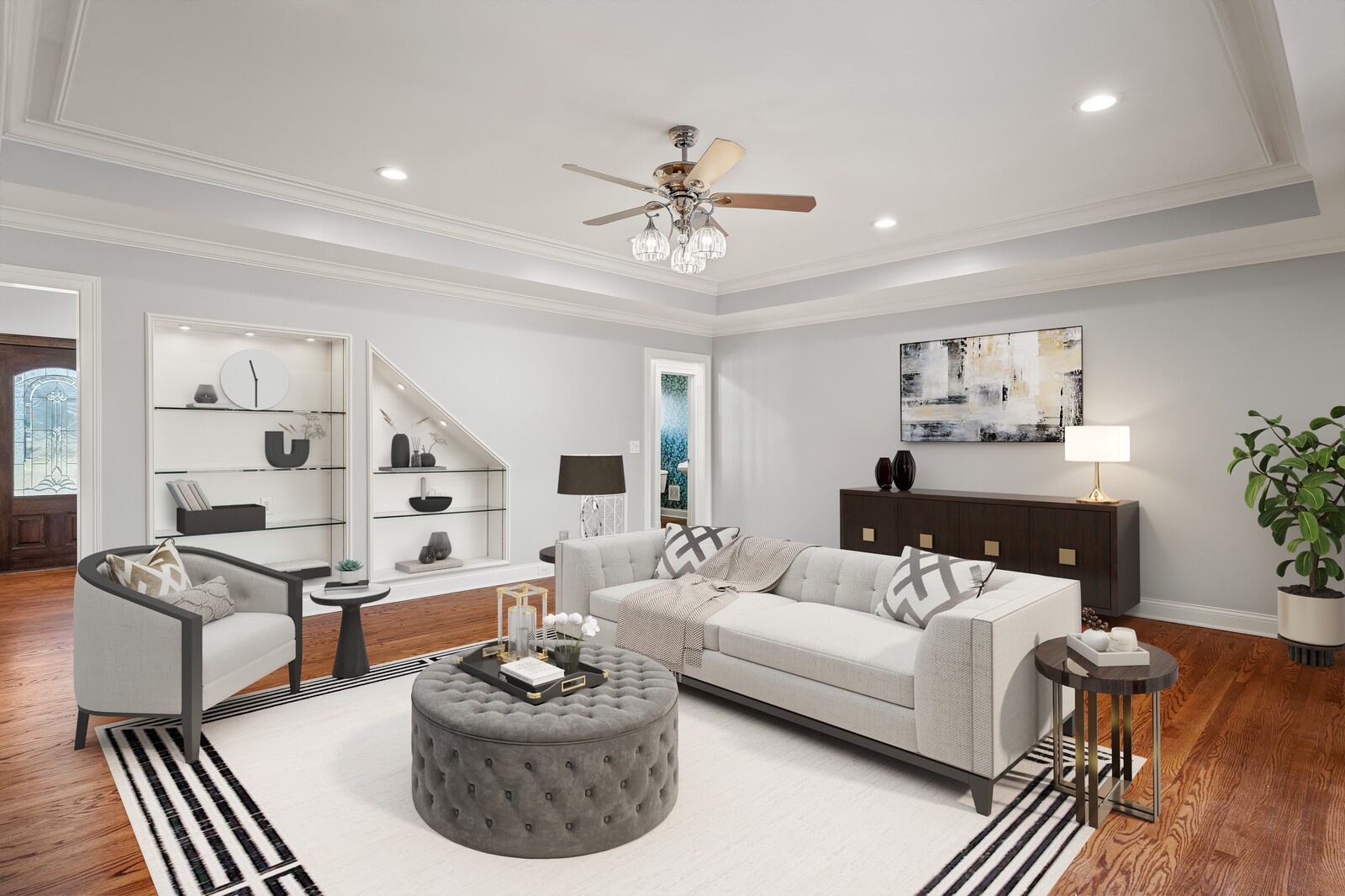 4580 Rockdale Fellowship Road Mount Juliet, TN 37122 - Photo 30 of 100 a living room with furniture a rug and a chandelier