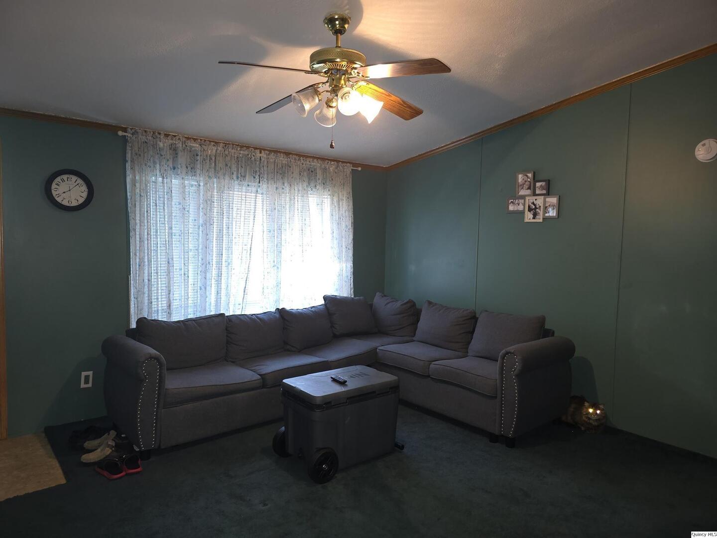 1103 East Main Augusta, IL 62311 - Photo 2 of 27 a living room with furniture and a chandelier