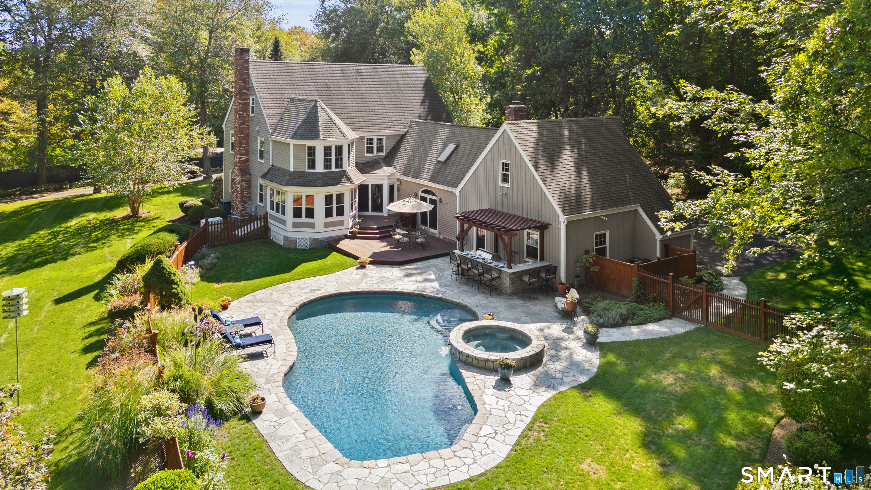 368 B Wilton Road Westport, CT 06880 - Photo 1 of 1 an aerial view of residential house with outdoor space and swimming pool