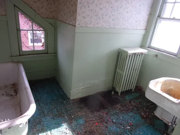 an empty room with windows