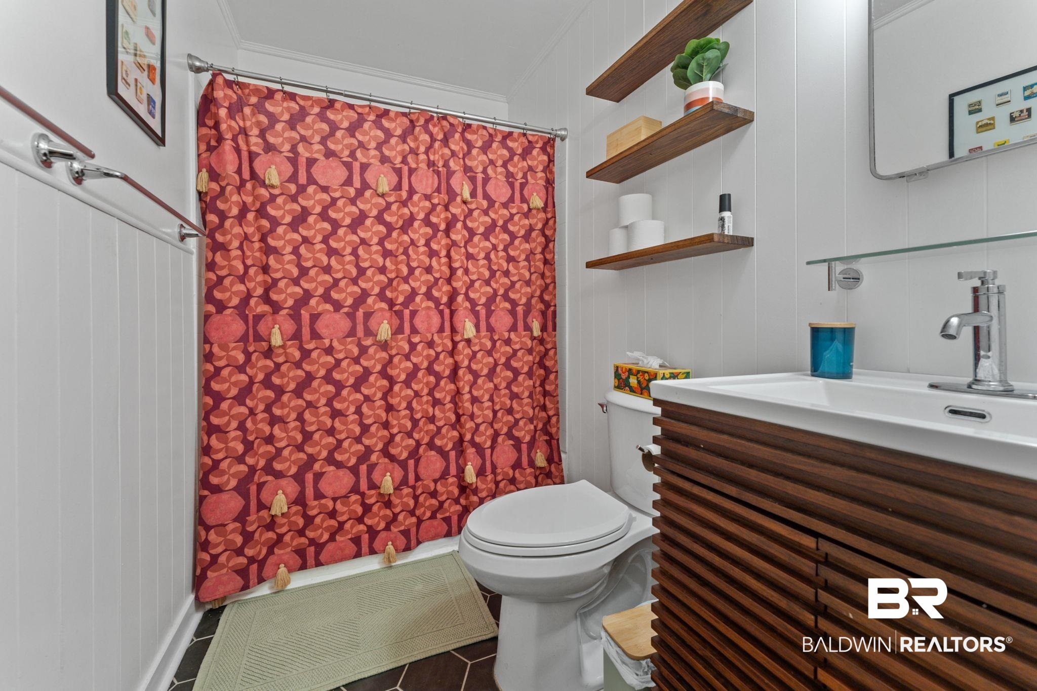 10785 Gregg Road Semmes, AL 36575 - Photo 21 of 35 Bathroom with tile patterned floors, vanity, and curtained shower