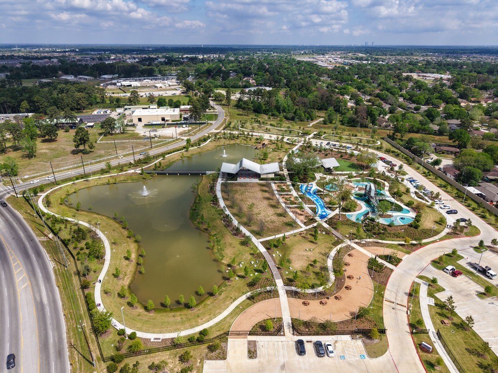 5318 Wisteria Brook Lane Spring, TX 77379 - Photo 41 of 50 an aerial view of a house with a swimming pool and mountains