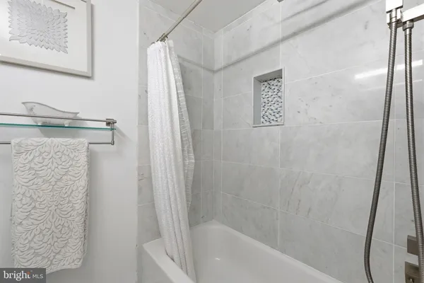 a bathroom with a bathtub