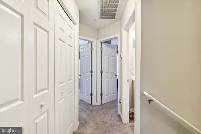 a view of a hallway with closet and entryway