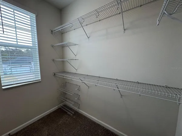 a view of storage and utility room with racks on the wall