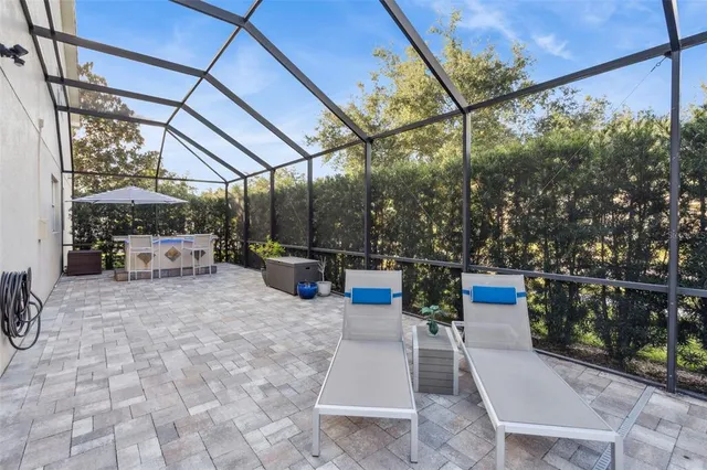 a view of outdoor space with seating