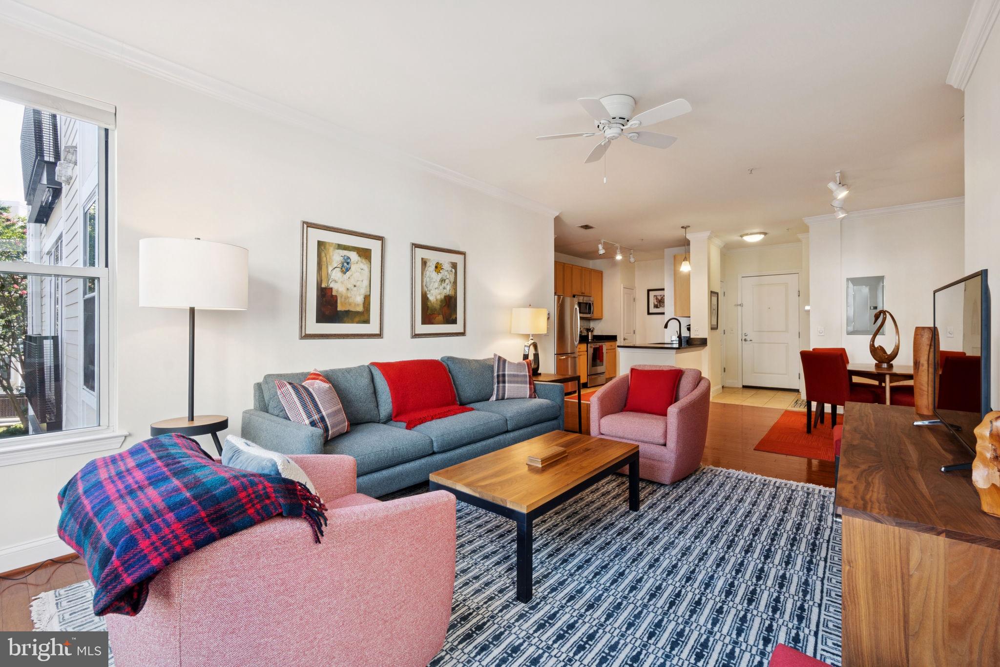1391 Pennsylvania Ave. Southeast, Unit 352 Washington, DC 20003 - Photo 12 of 43 a living room with furniture kitchen view and a chandelier
