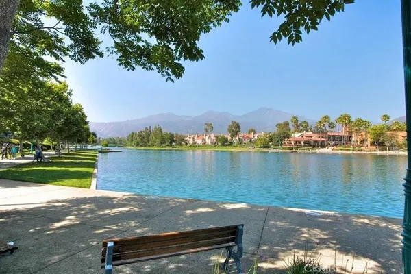 a view of a lake with a house