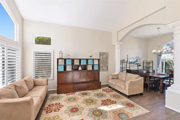 a living room with furniture and a couch