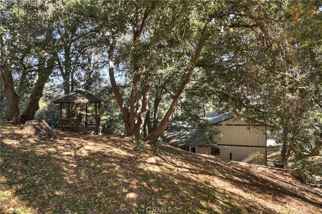 198 Zermatt Drive Crestline, CA 92325 - Photo 47 of 54 a backyard of a house with a large tree