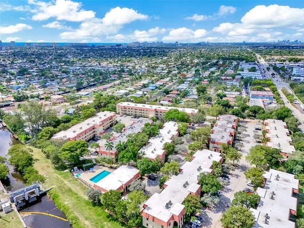 an aerial view of a city