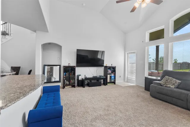 a living room with furniture