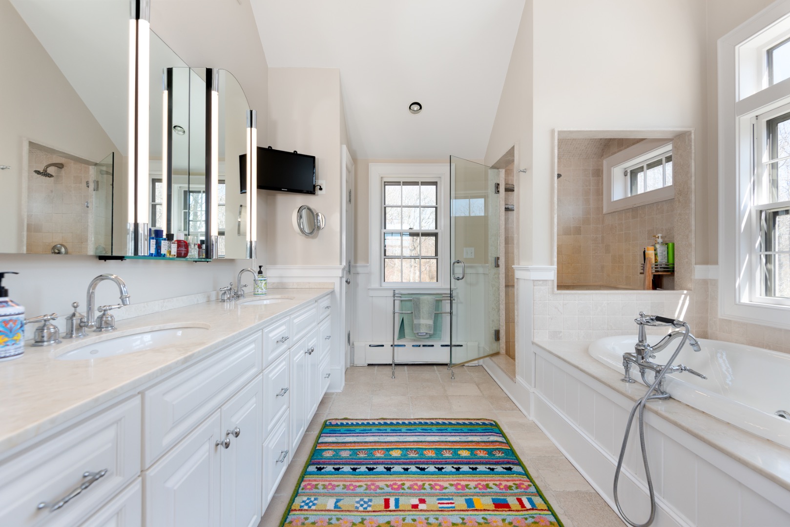 5 Old Quidnet Milk Route Nantucket, MA 02554 - Photo 24 of 62 a bathroom with a sink a large mirror and a bathtub