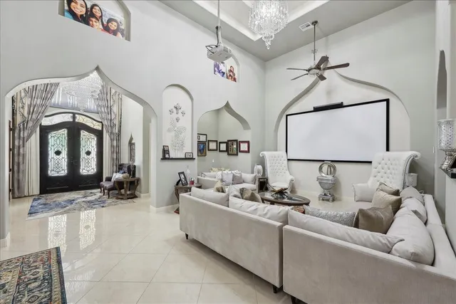 a living room with furniture