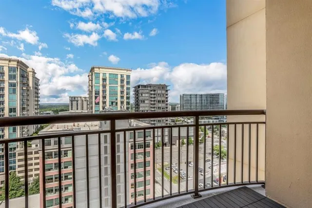 a view of city from a balcony