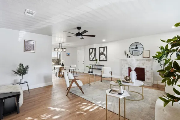 a living room with furniture
