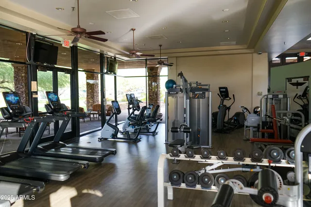 a view of a room with gym equipment