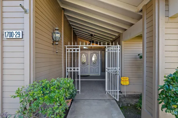 a view of outdoor space and front door