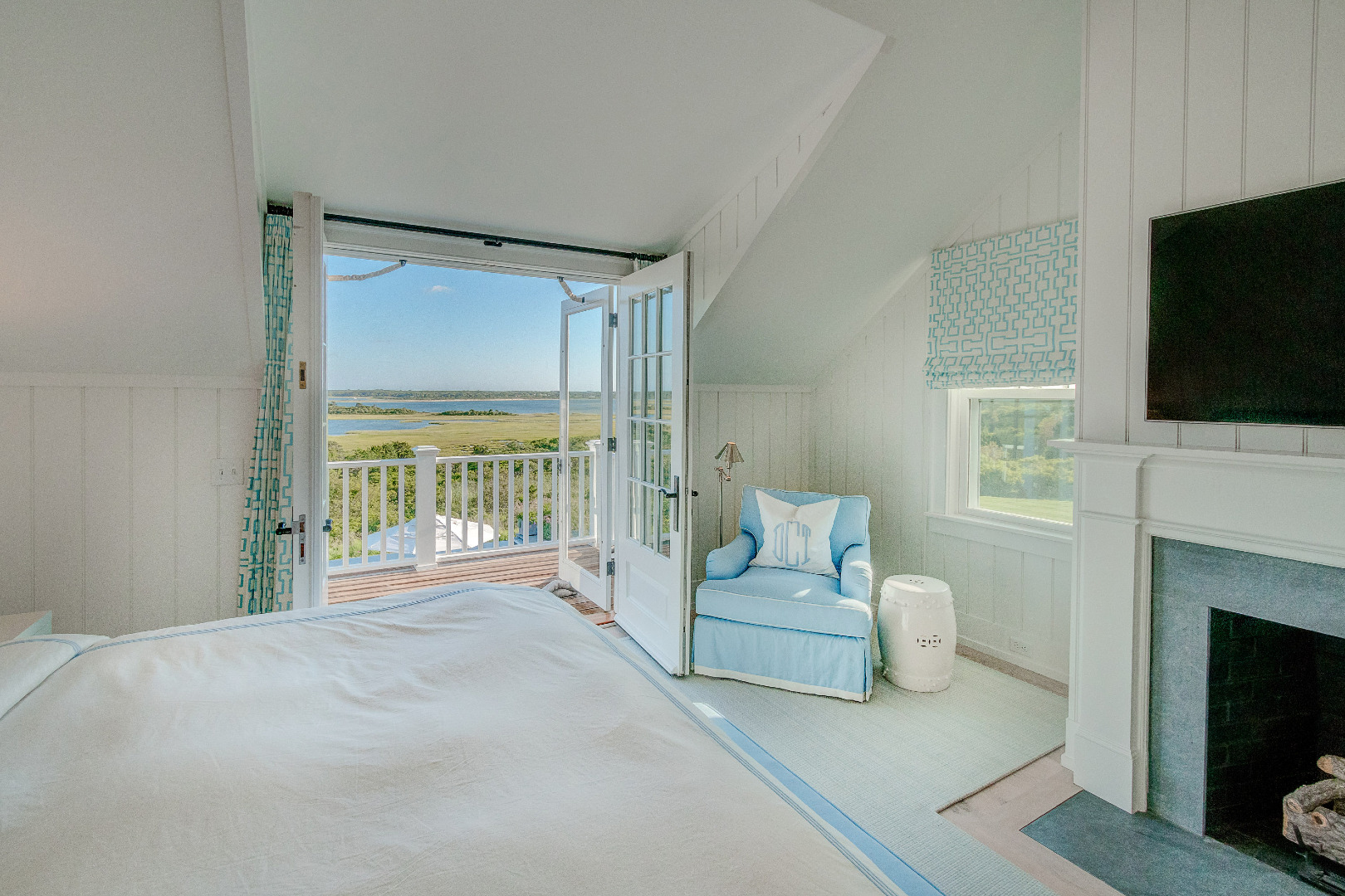 68 Pocomo Road Nantucket, MA 02554 - Photo 24 of 43 Master bed room with balcony overlooking pool area.