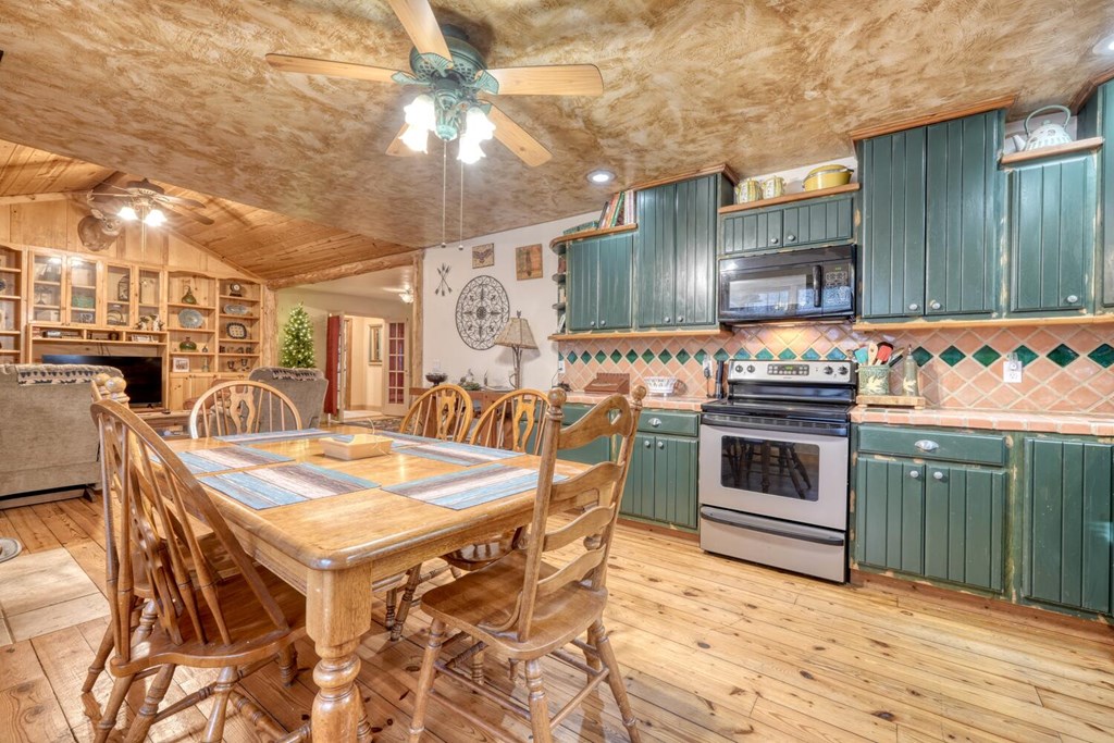 4868 Swallows Creek Road Hiawassee, GA 30546 - Photo 19 of 59 a kitchen with a stove a sink and a microwave