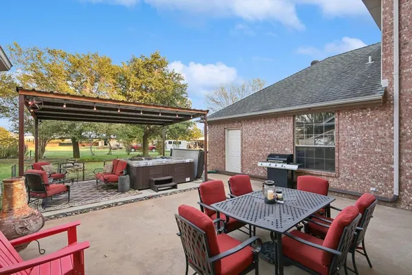 a outdoor space with patio furniture