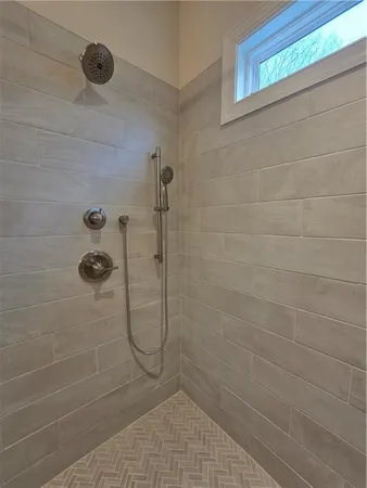 a view of a room with racks on the wall