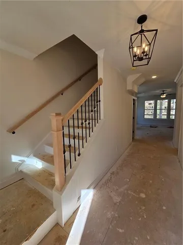 a view of a room with windows