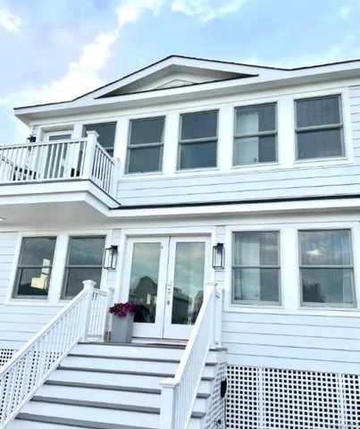 a view of a building with a balcony
