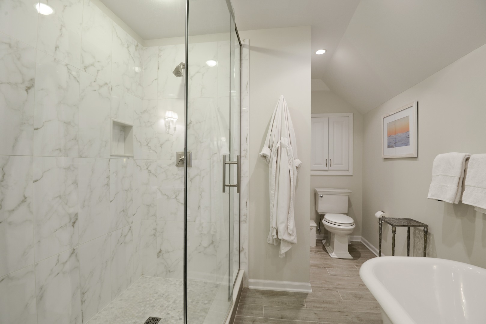 1034 Pontiac Road Wilmette, IL 60091 - Photo 18 of 32 a bathroom with a toilet and a shower