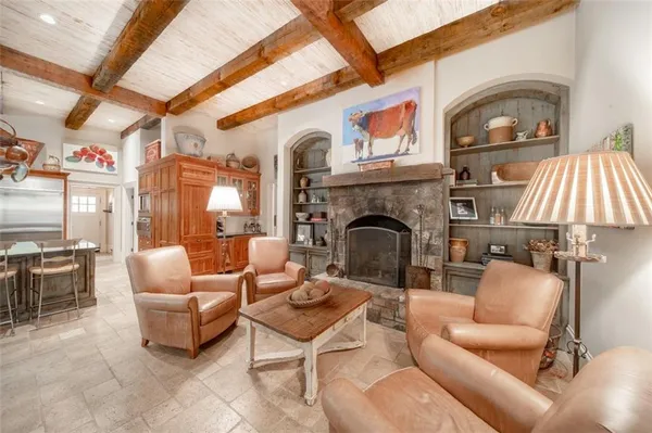a living room with furniture and a couch