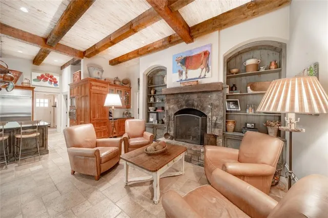 a living room with furniture and a couch