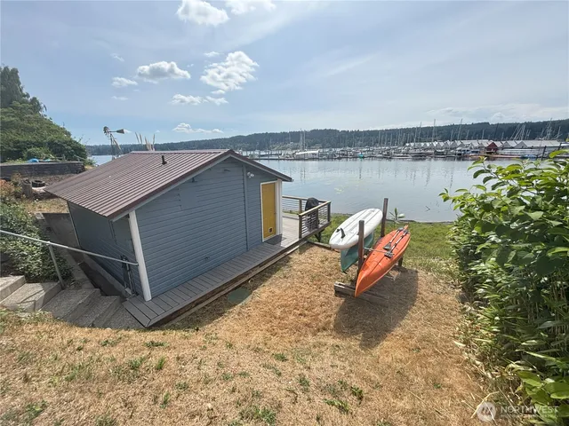 a view of a terrace with a bench