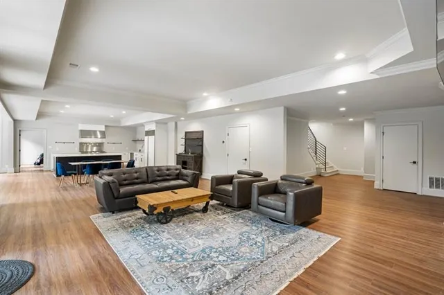 a living room with furniture