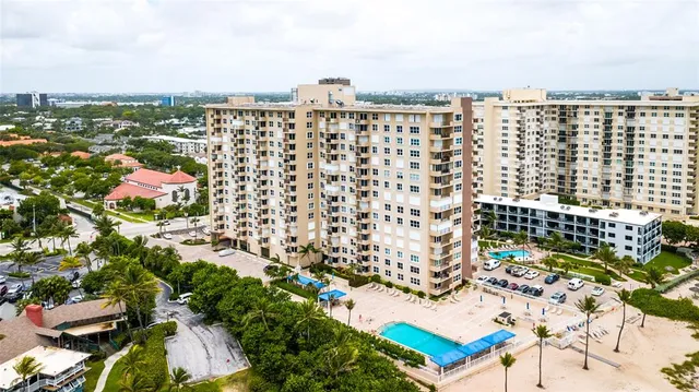 a view of a city with tall buildings