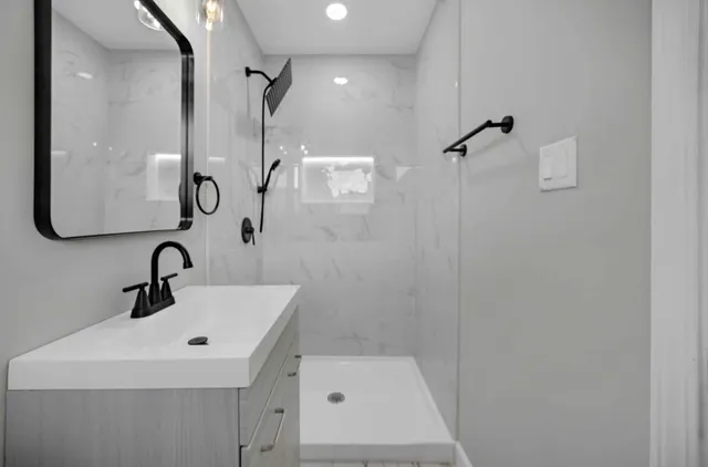 a bathroom with a shower