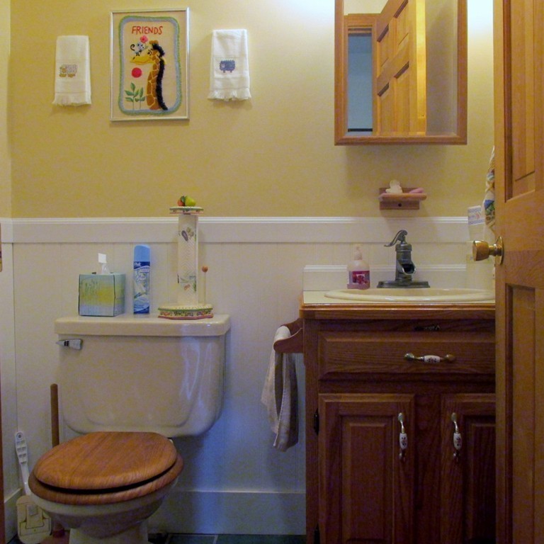 82 Little Turnpike Road Shirley, MA 01464 - Photo 21 of 27 a bathroom with a toilet a sink and wooden floor