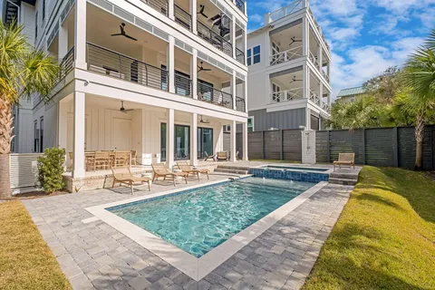 a view of a house with a swimming pool
