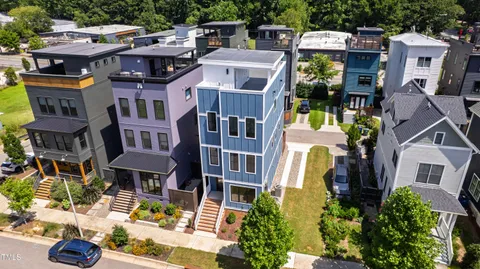 an aerial view of multiple house