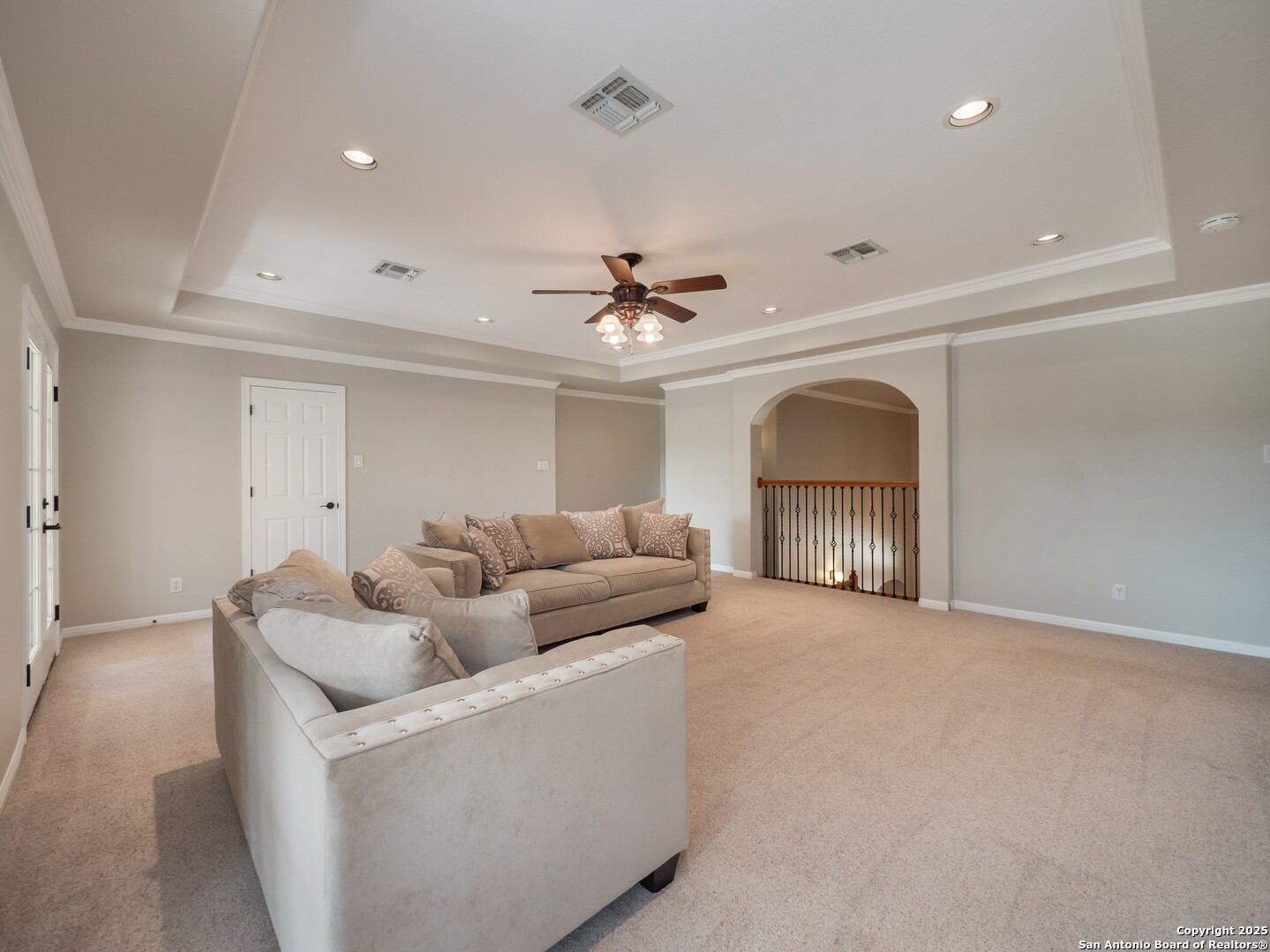 429 Fossil Hills Loop Spring Branch, TX 78070 - Photo 30 of 64 a living room with furniture and a ceiling fan