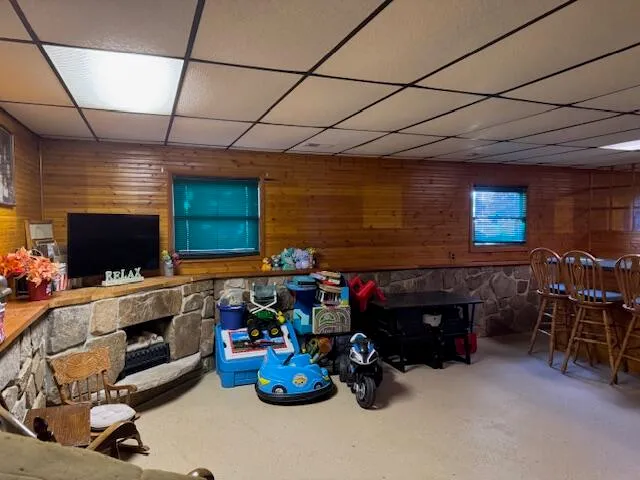 a bedroom with a bed and furniture