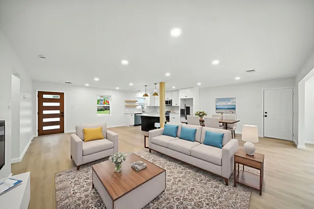 a living room with furniture and a couch