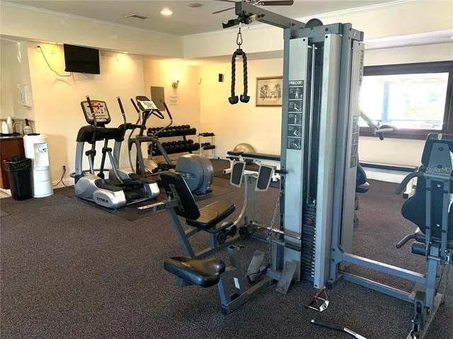 a view of a room with gym equipment